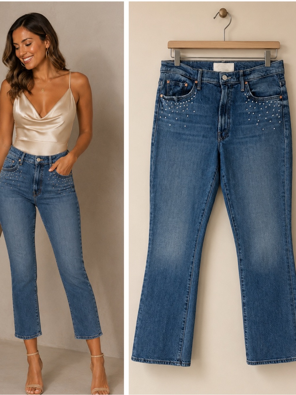 MOTHER Superior The Insider Flood Jeans Metal Magic Studs